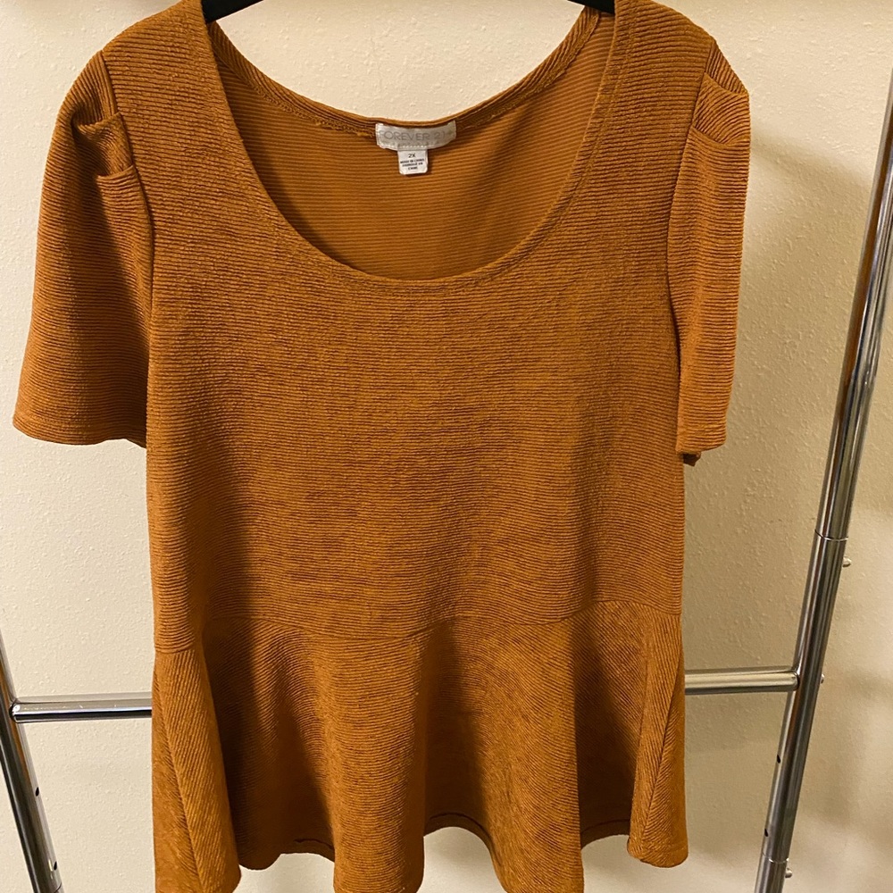 Rust Peplum Top